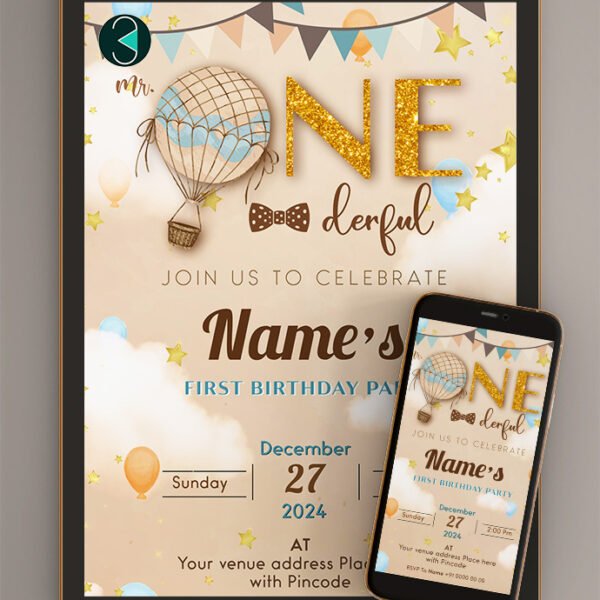 Mr Onederful Birthday Invitation Card | Online