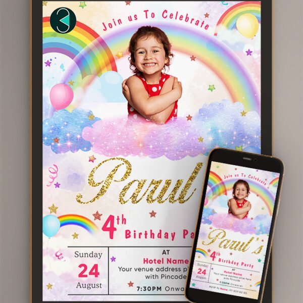 Rainbow birthday invitations | Online card