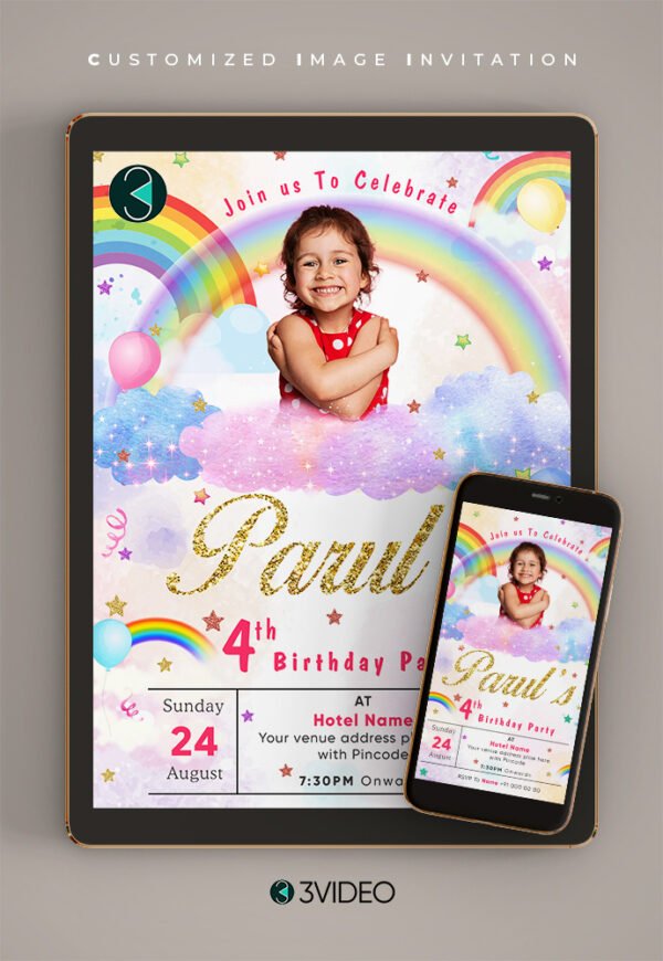 Rainbow-Themed Birthday Invitations THUMBNAIL
