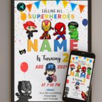 Superhero party invitation card thumbnail