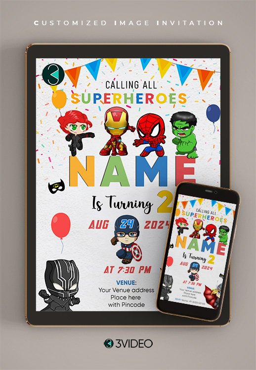 Superhero party invitation card