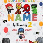 Superhero party invitation card design