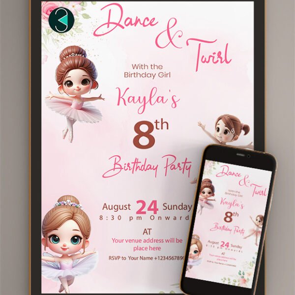 Ballerina birthday invitation card