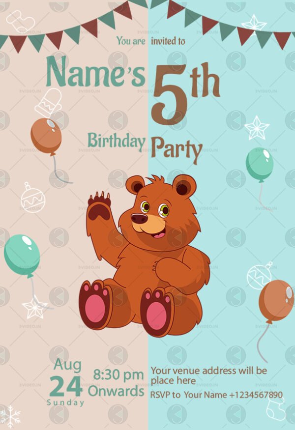 Custom Bear Birthday Invitations template