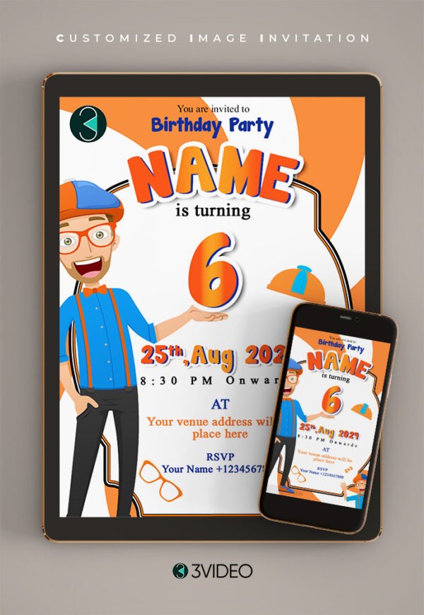Blippi Birthday Party Invitation card thumbnail