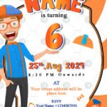 Blippi Birthday Party Invitation card template