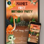 dinosaur 1st birthday invitations card thumbnail