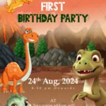 dinosaur 1st birthday invitations card template