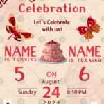 Double birthday invitation card design