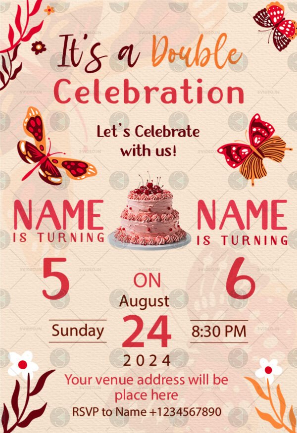 Double birthday invitation card design