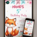 Fox birthday invitations Card thumbnail