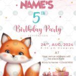 Fox birthday invitations Card template