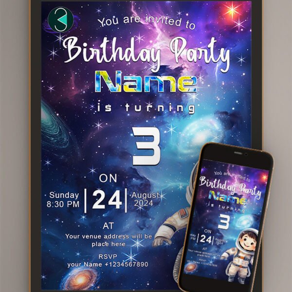 Galaxy Birthday Invitation Cards