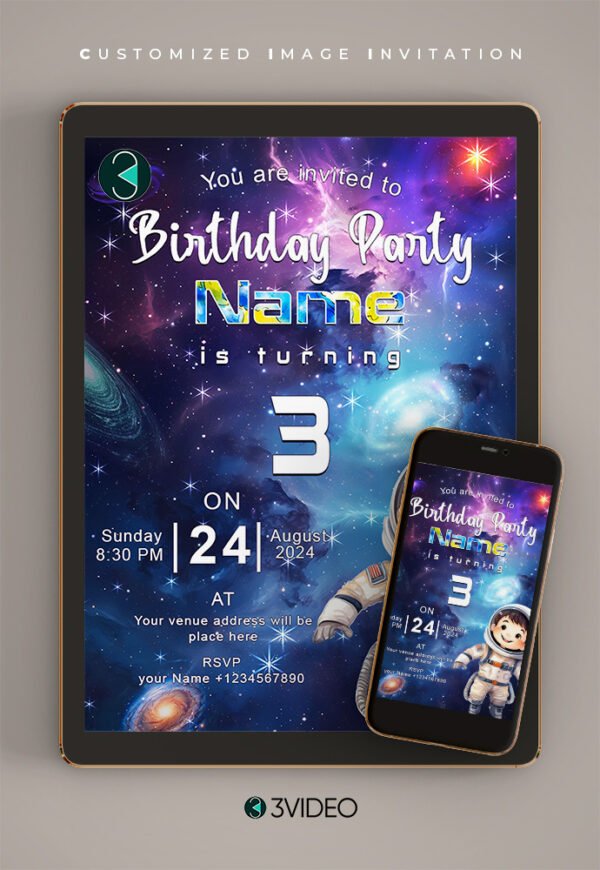 Galaxy Birthday Invitation Cards thumbnail