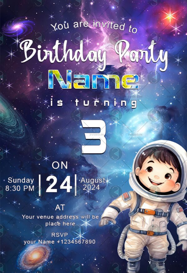 Galaxy Birthday Invitation Cards template