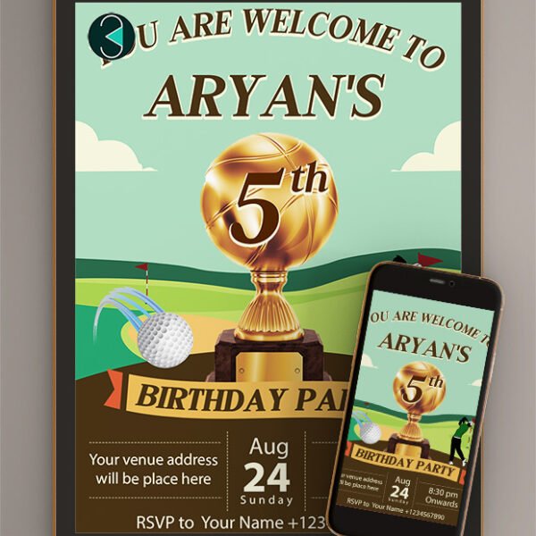 Golf birthday invitations card