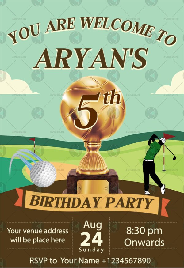 Golf birthday invitations card design