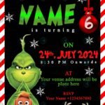 Grinch Birthday Party Invitation card preview