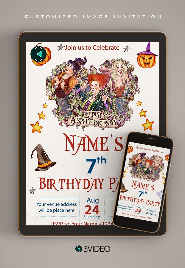 Hocus pocus birthday invitations card