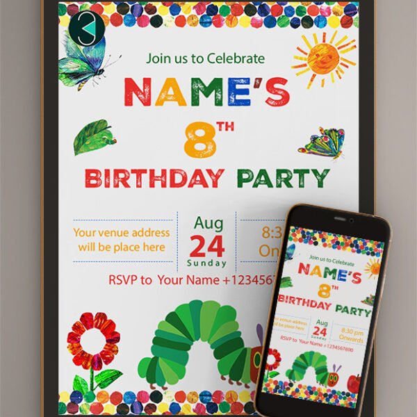 Hungry caterpillar invitations card