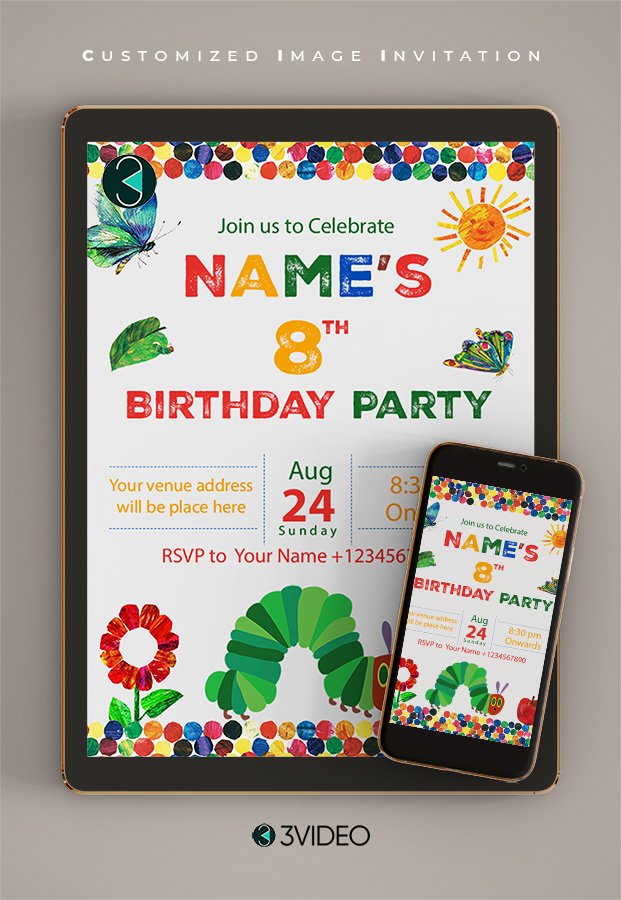 Hungry caterpillar invitations card