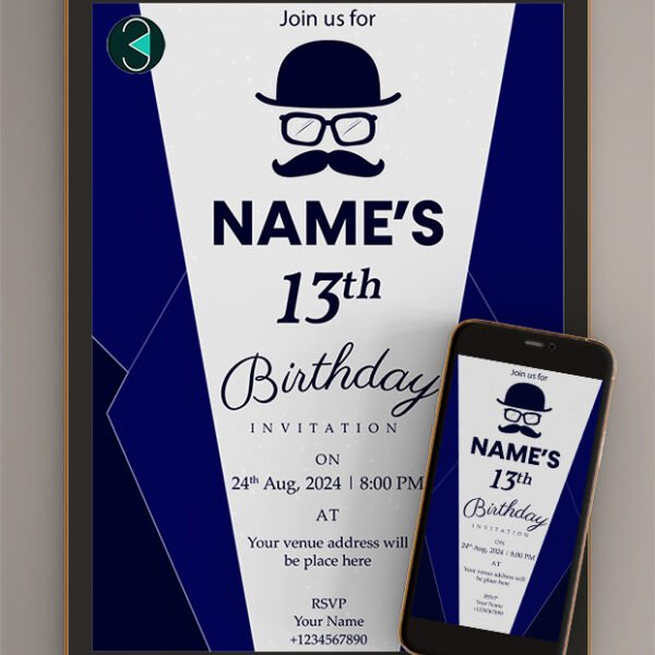 Mens birthday invitations card