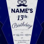 Mens birthday invitations card template