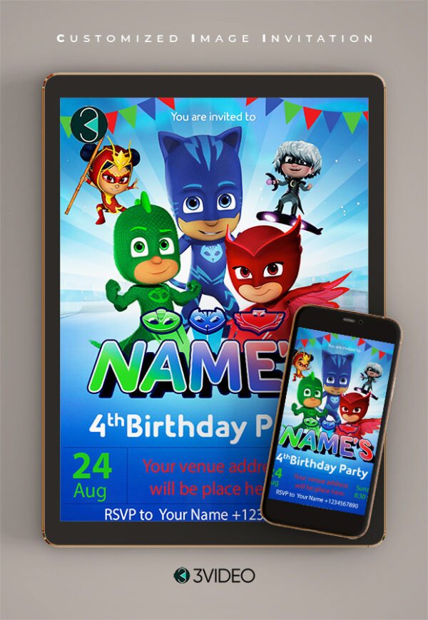 Personalized PJ Masks Birthday Invitations thumbnail