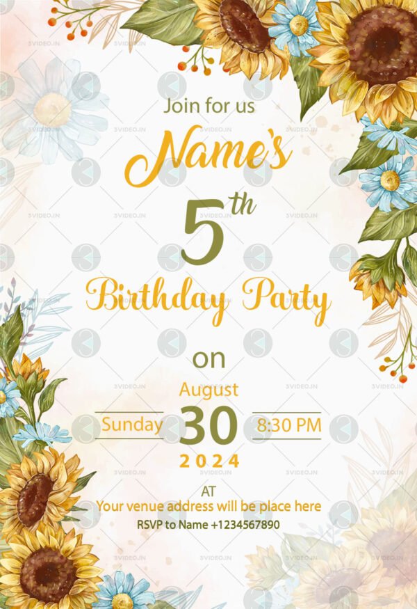 Sunflower Birthday Invitation Cards template