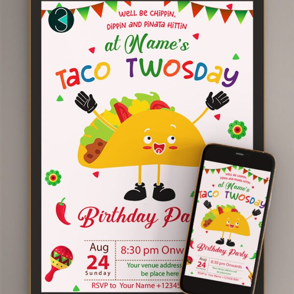 Taco Twosday Party card Invitation