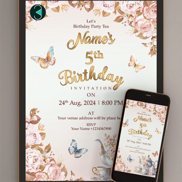 Custom Tea Party Birthday Invitation Card