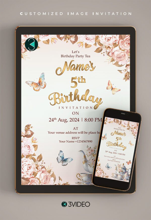 Custom Tea Party Birthday Invitation Card thumbnail