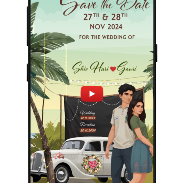 Save the date wedding invitation video-Casual