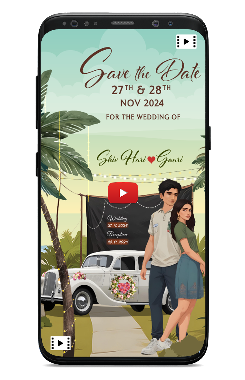 Save the date wedding invitation video-Casual