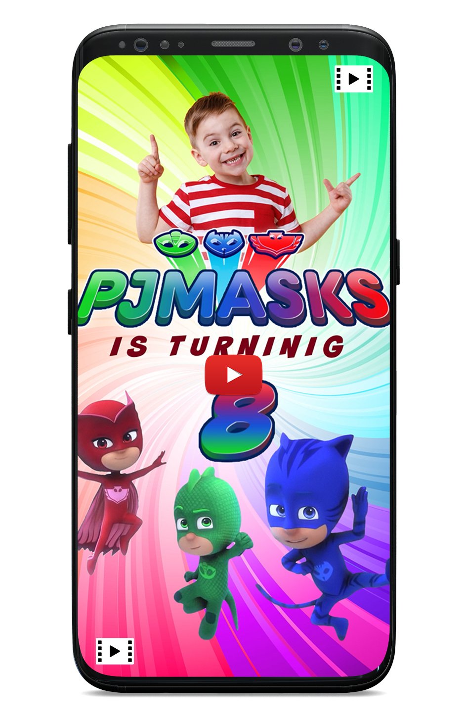 Pj masks birthday party invitation