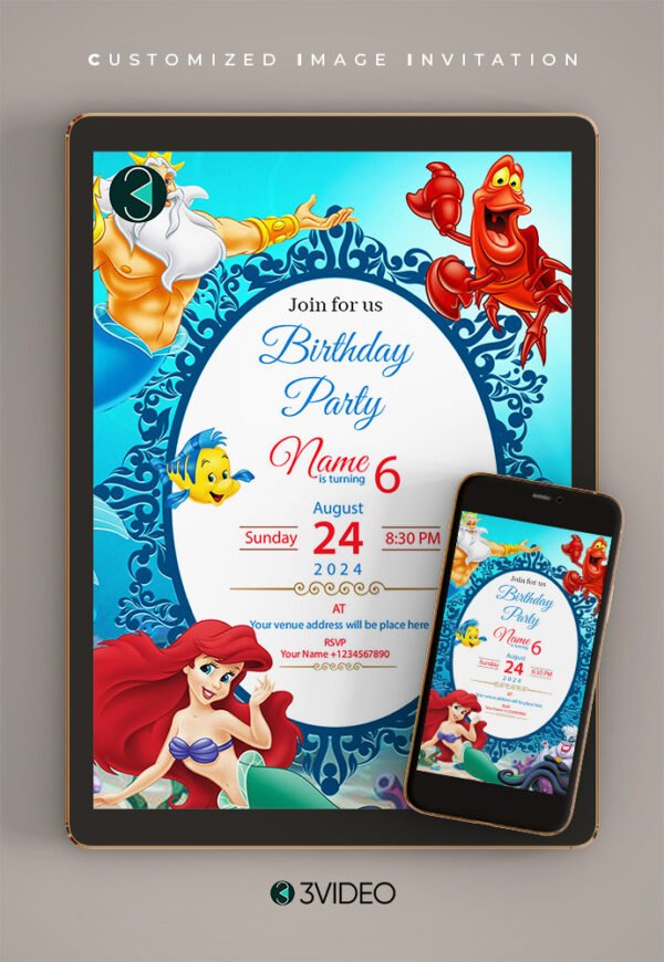 ariel birthday invitation thumbnail