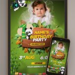 Panda birthday invitation card thumbnail