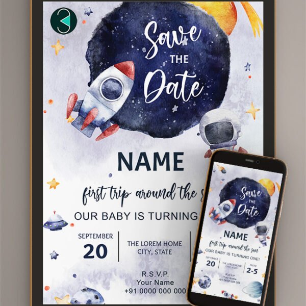 Space & astronaut Birthday Invitation Card | online