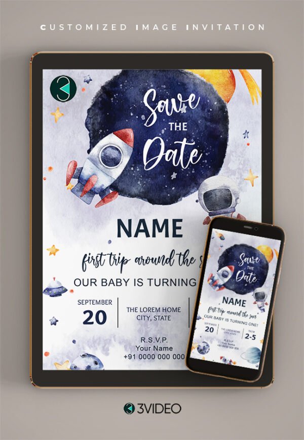 Space & astronaut Birthday Invitation Card