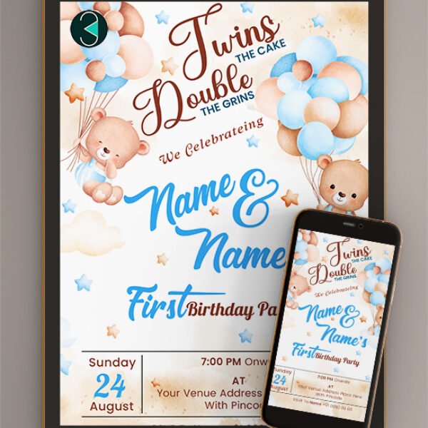 Twin Birthday Invitations | Card online