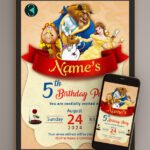 beauty and the beast birthday invitations