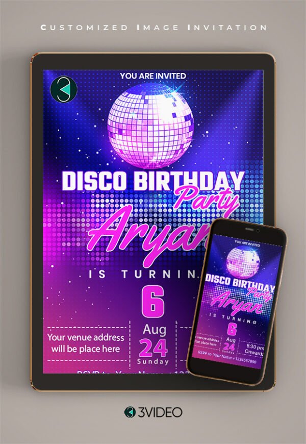disco birthday invitations thumbnail