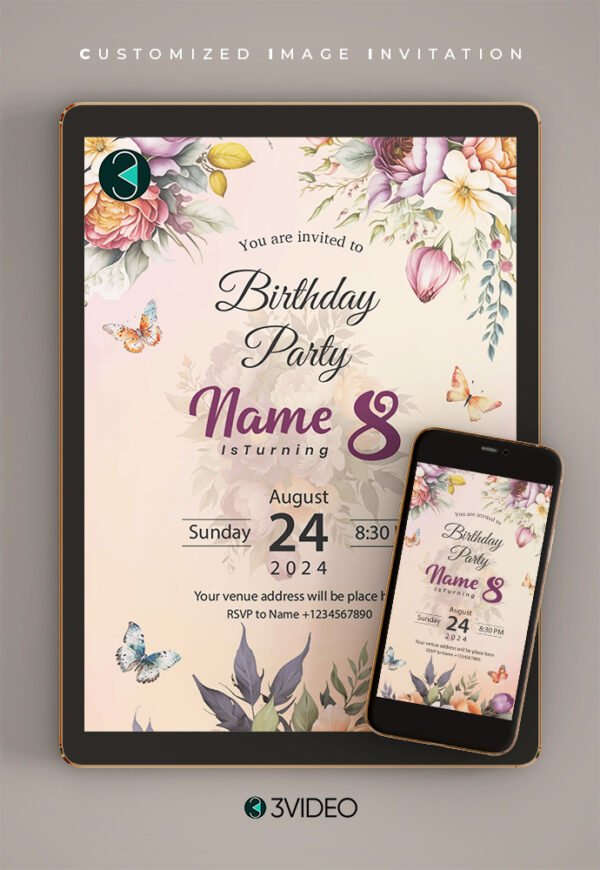floral birthday invitations thumbnail