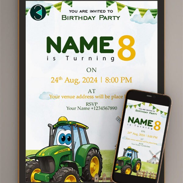 John deere tractor Birthday Invitations | Card online