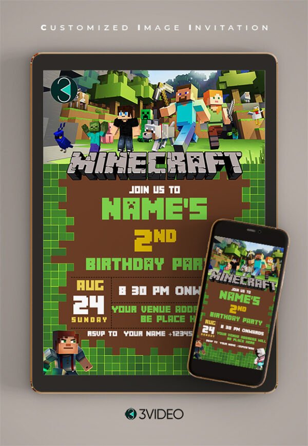 minecraft birthday party invitations thumbnail