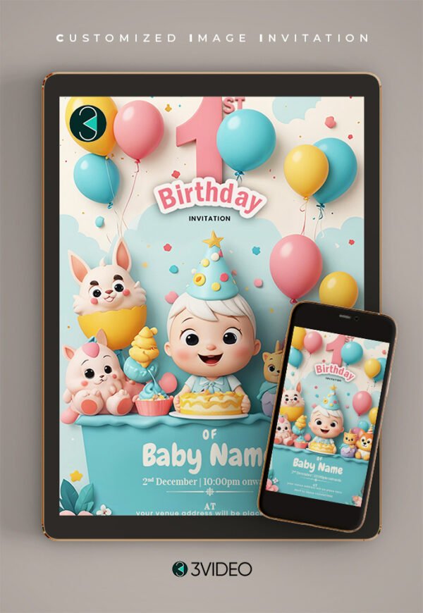 One year Birthday Invitations-V1