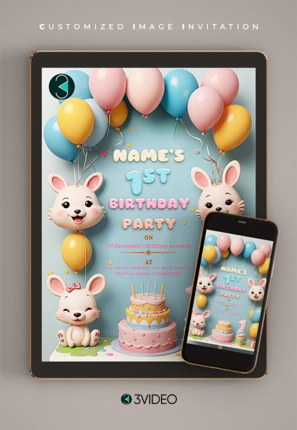 One year Birthday Invitations-V3