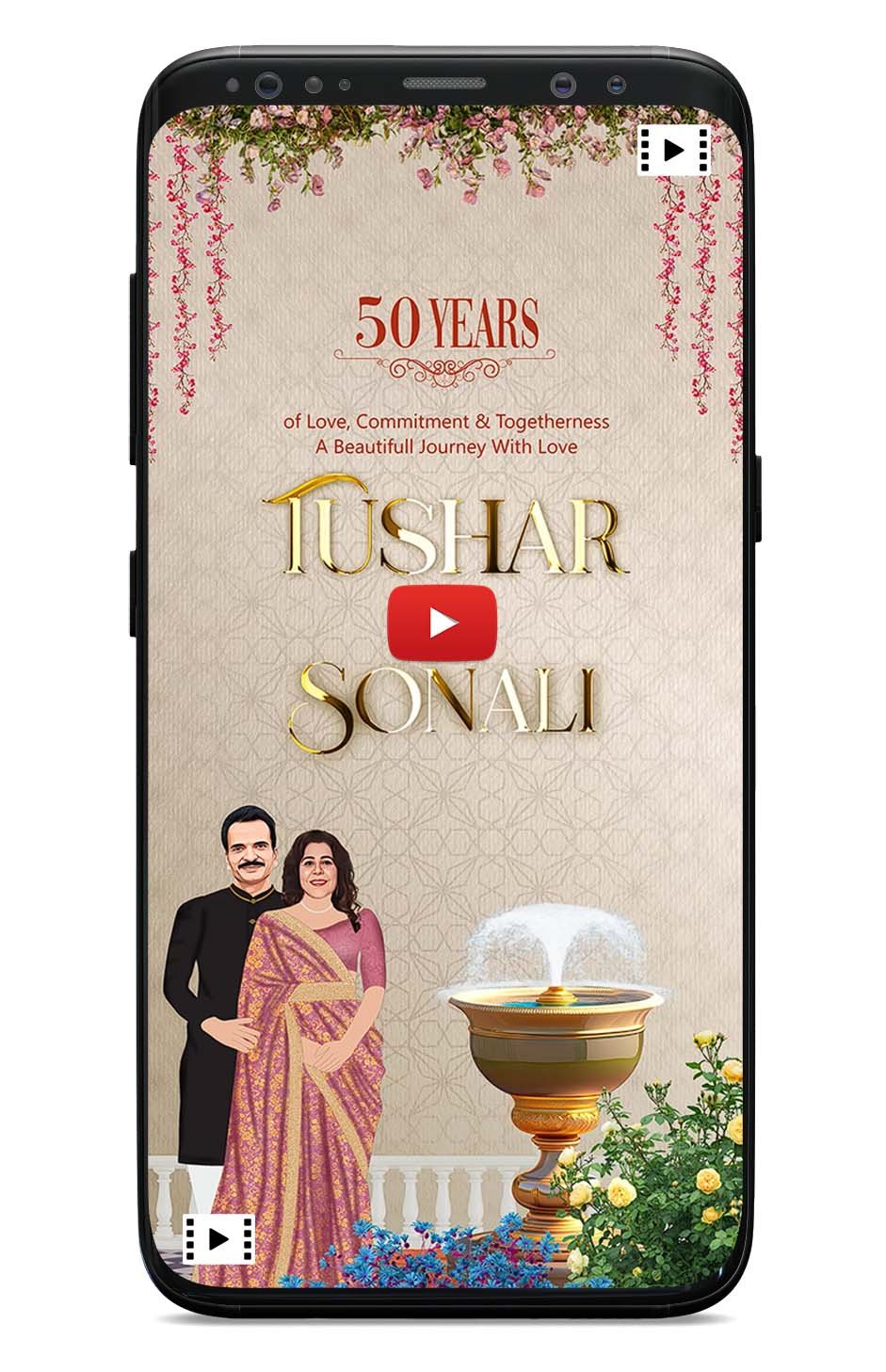 Golden Tie Wedding Anniversary  Invitation Card
