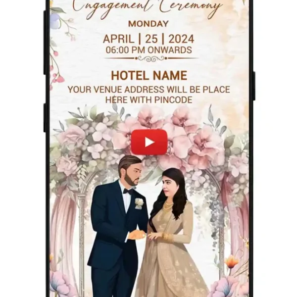 Floral wedding invitation card engagement ceremony