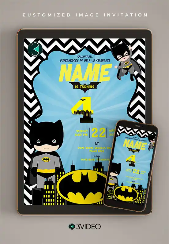 Batman Birthday Invitation Card